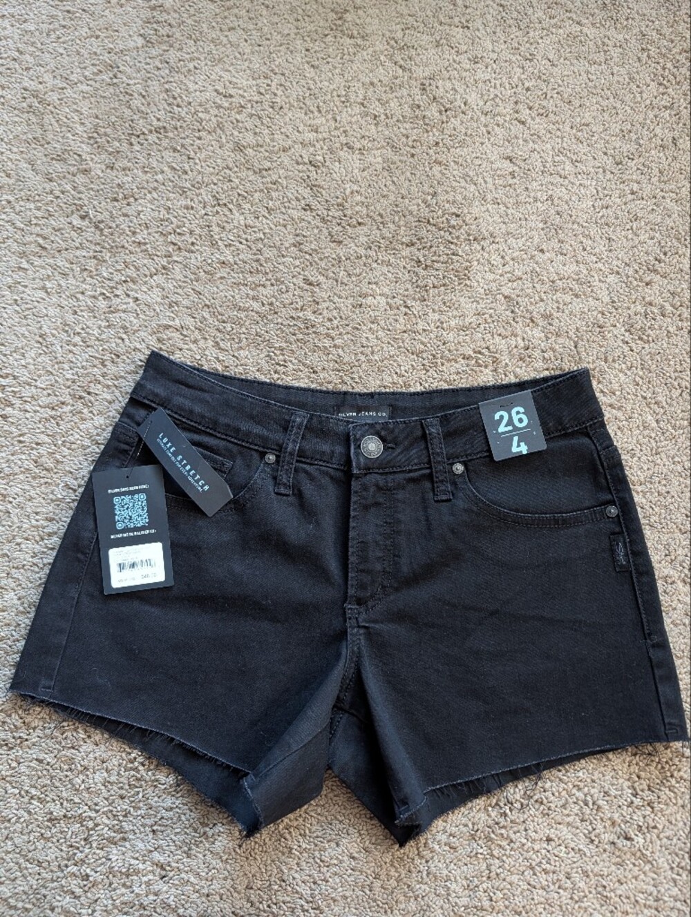 Silver Jeans Black Denim Cutoff Shorts Size 26